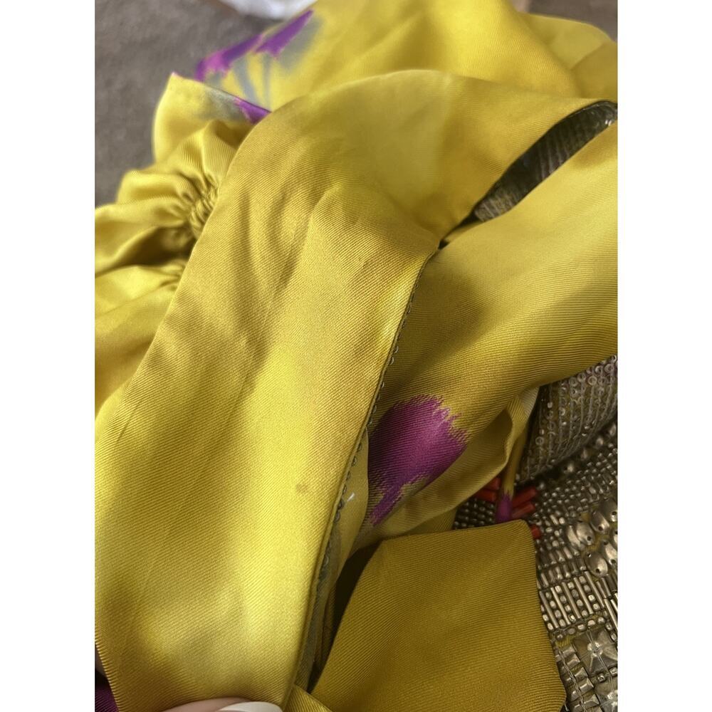 Dries Van Noten Sequin Yellow Floral Silk Delville Midi Dress Runway Size 38 - Picture 11 of 16